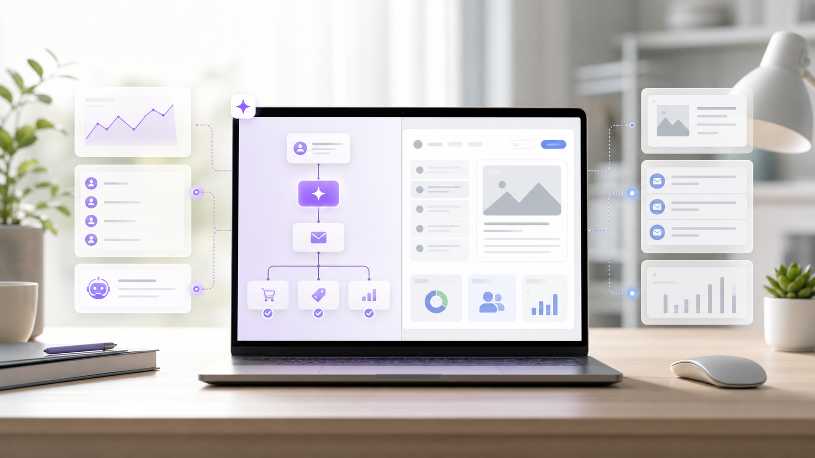 Visual comparison of ecommerce email and SMS flows with a focused AI email funnel workflow.
